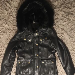 Gorgeous Mid Hip Lamb Skin Leather Coat!